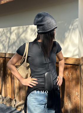 LIMO冬新款磨毛高质感小中领短袖T恤内搭打底衫上衣修身女5248