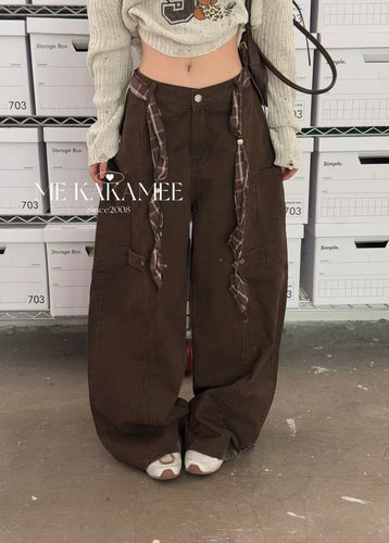 ME KAKAMEE秋新品美式口袋设计洗水牛仔裤工装裤长裤 配腰带C0523
