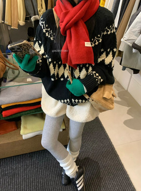 MZI STUDIO冬新款氛围费尔岛提花复古情怀翻领拉链外套毛衣25117