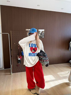 T恤 大東冬新款 LOVE米奇加厚百搭休闲长袖 宽松显瘦长袖 7190 韩版