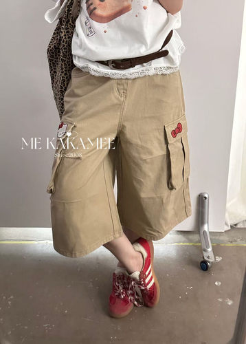 ME KAKAMEE夏新品立体刺绣KT工装口袋设计感七分裤牛仔裤C0882