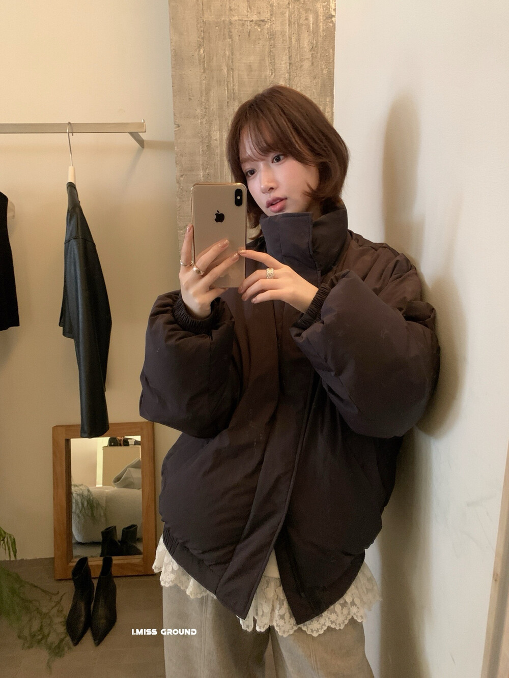 IMISS韩标！冬季新款立领保暖魔术贴加厚保暖羽绒服外套H10675