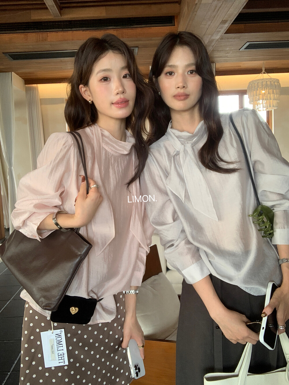 柠檬绿茶早秋新款主推款温柔气质立领绑带设计感通勤小衫女上衣