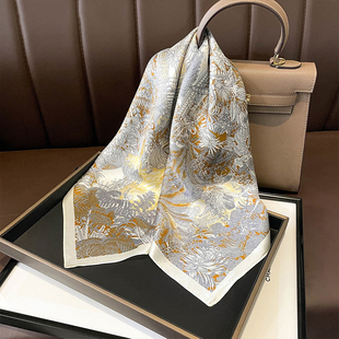 杭州丝绸高端轻奢100%真丝丝巾方巾女桑蚕丝女士护颈妈妈生日礼盒