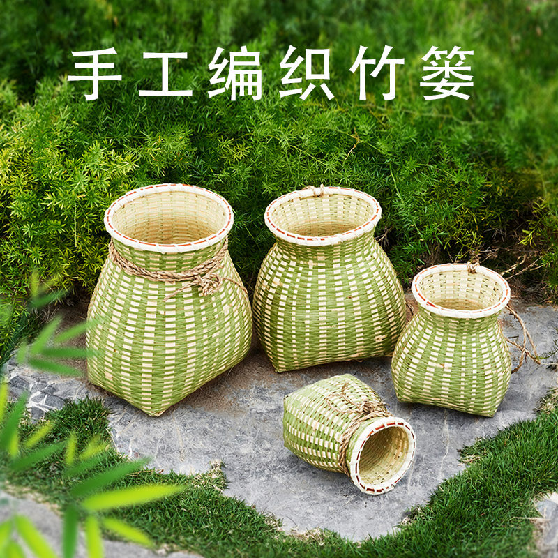 竹篓鱼篓手工竹编采茶篓篮子儿童舞蹈演出小背篓摘茶叶篓子道具篮