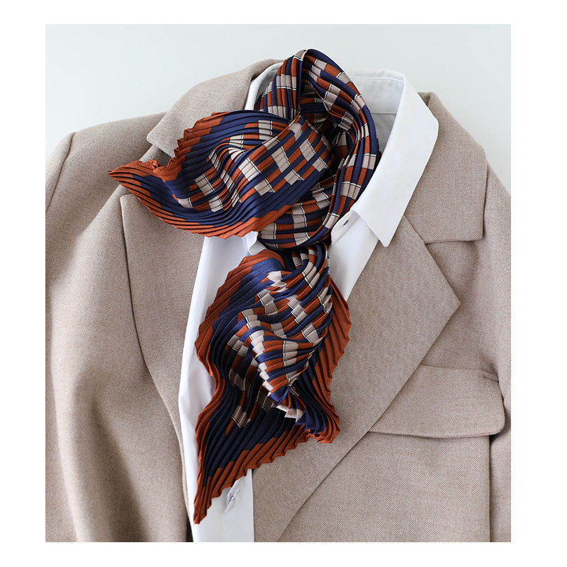 2020新款韩版仿真丝丝巾女春秋褶皱缎面韩国70小方巾夏季百搭领巾