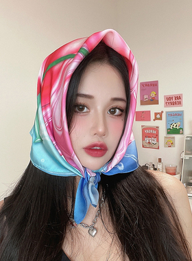 美式辣妹丝巾女抹胸方巾防晒头巾