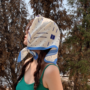 防晒头巾女包头时尚夏季薄款小方巾发带丝巾抹胸高级感腰带围脖