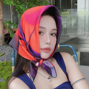 尤嘻岛小众夏季防晒海边度假拍照氛围感辣妹头巾女小方巾丝巾抹胸