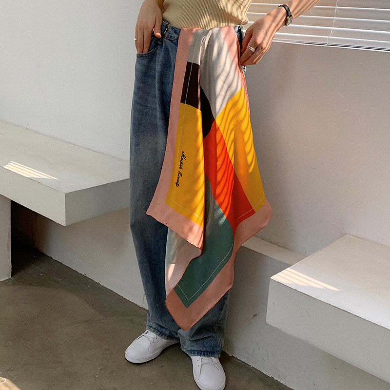 真丝丝巾小方巾女披肩夏季外搭衬衫围巾冬季两用百搭春秋薄款防晒