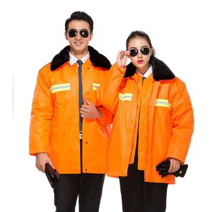 环卫工棉服清洁工护林员工作服棉袄防寒服物业园林冬季户外棉衣桔