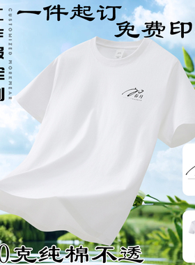 定制纯棉圆领短袖T恤班服文化衫广告衫团队服印字LOGO工作服白色