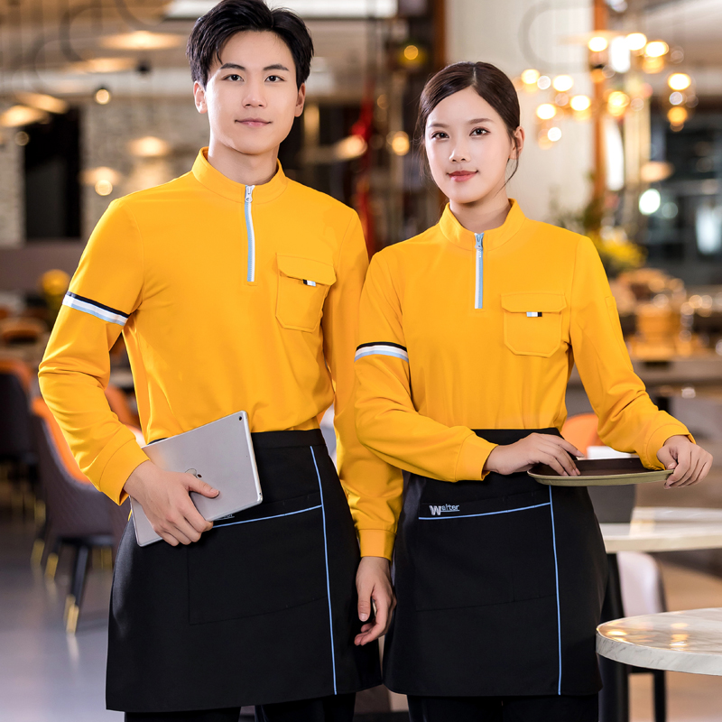 饭店服务员工作服长袖女秋冬卫衣烧烤火锅店外套水果超市工装定制