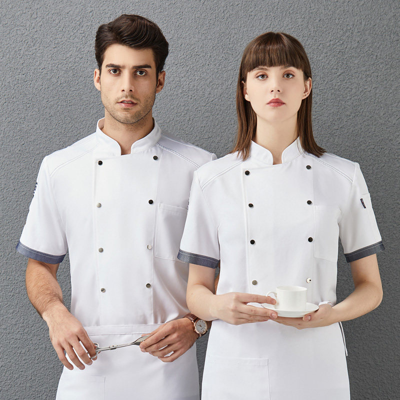 厨师长工作服男夏季厨房短袖烘焙糕点后厨餐饮西点师工装定制logo