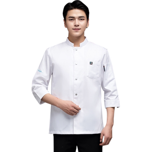 纯色七分袖餐饮星级酒店西餐厅厨师服男西点蛋糕店短袖工装女绣字