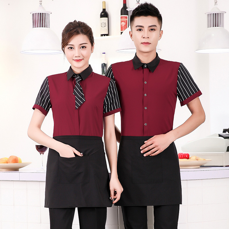 酒店工作服夏装女短袖餐饮饭店工作服咖啡西餐厅火锅服务员制服男