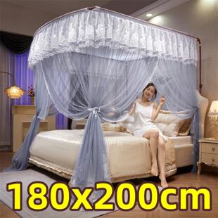 180x200cm蚊帐帐家用公主风落地式大床1米8床1m5带加粗支架免安装
