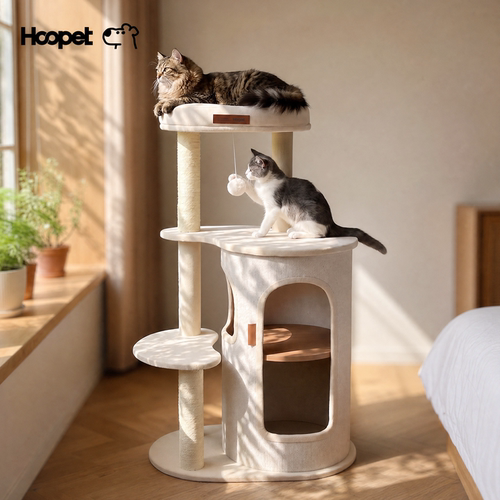 Hoopet猫爬架多层猫窝一体不占地猫别墅猫抓柱剑麻桶家用四季通用