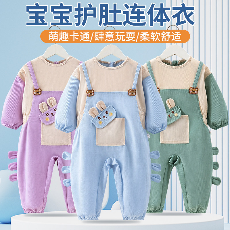 婴幼儿宝宝连体衣防脏灯芯绒透气爬爬衣外穿套棉衣罩衣哈衣爬爬服