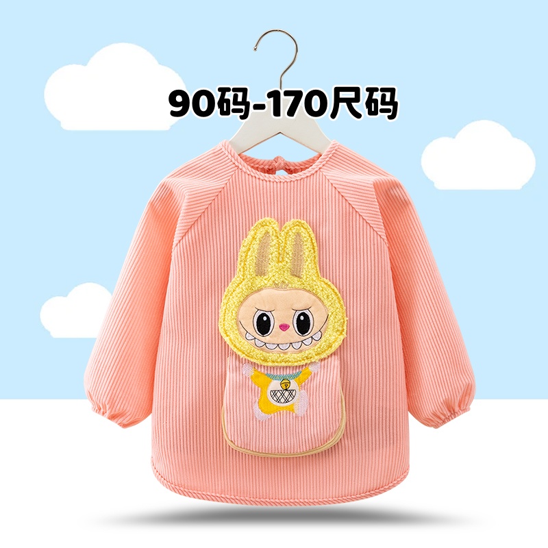 大童套羽绒服秋冬护衣反穿新款加大灯芯绒罩衣大口袋围裙绘画围裙