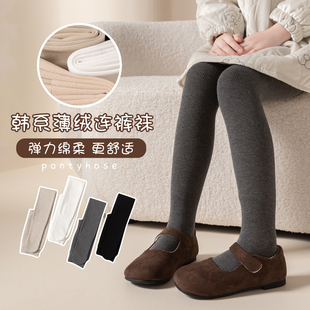 袜 加绒儿童连裤 女童打底裤 春秋薄绒连脚外穿宝宝打底袜洋气秋冬季