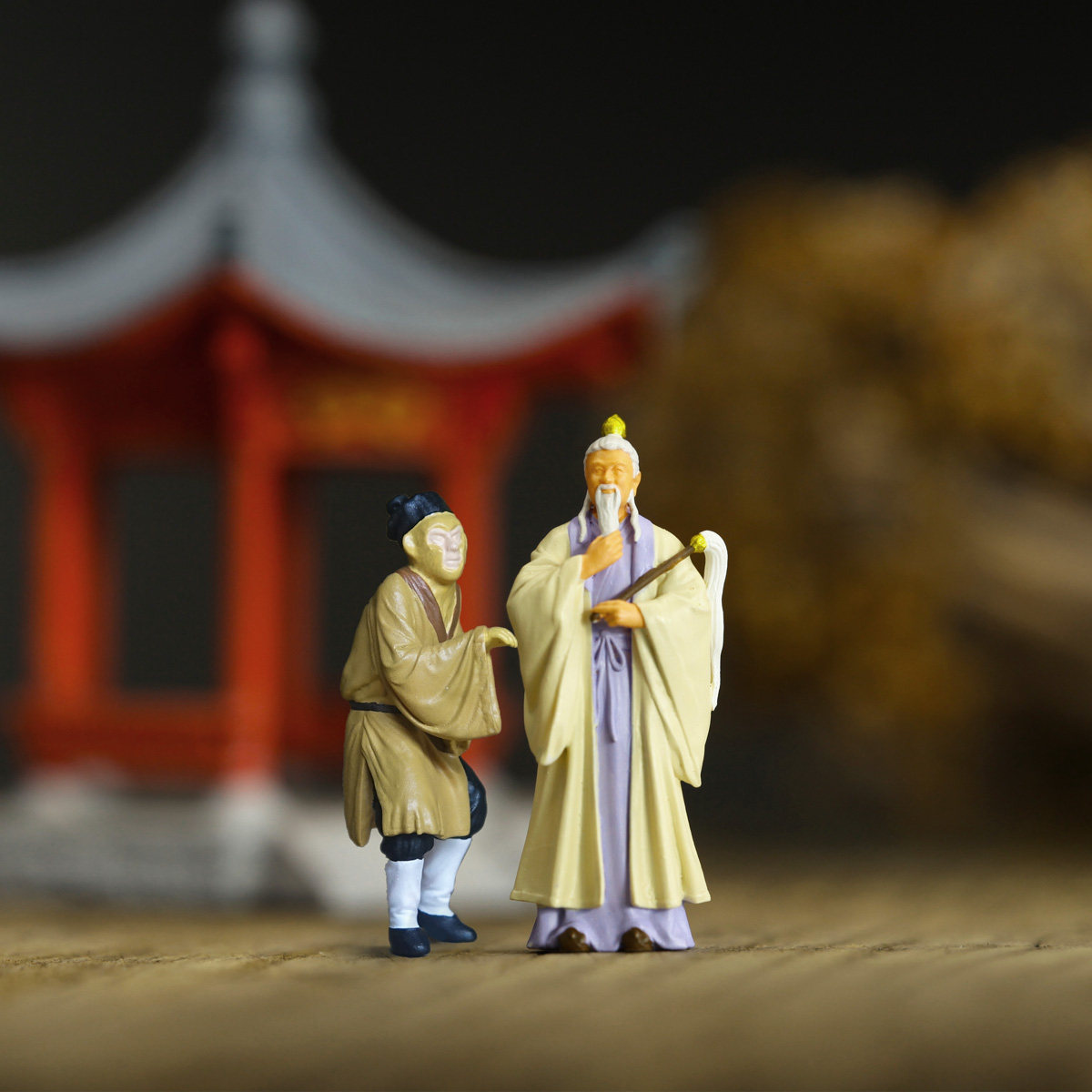 小比例菩提老祖古风人物花卉盆景微缩景观模型摆件凤哥自制