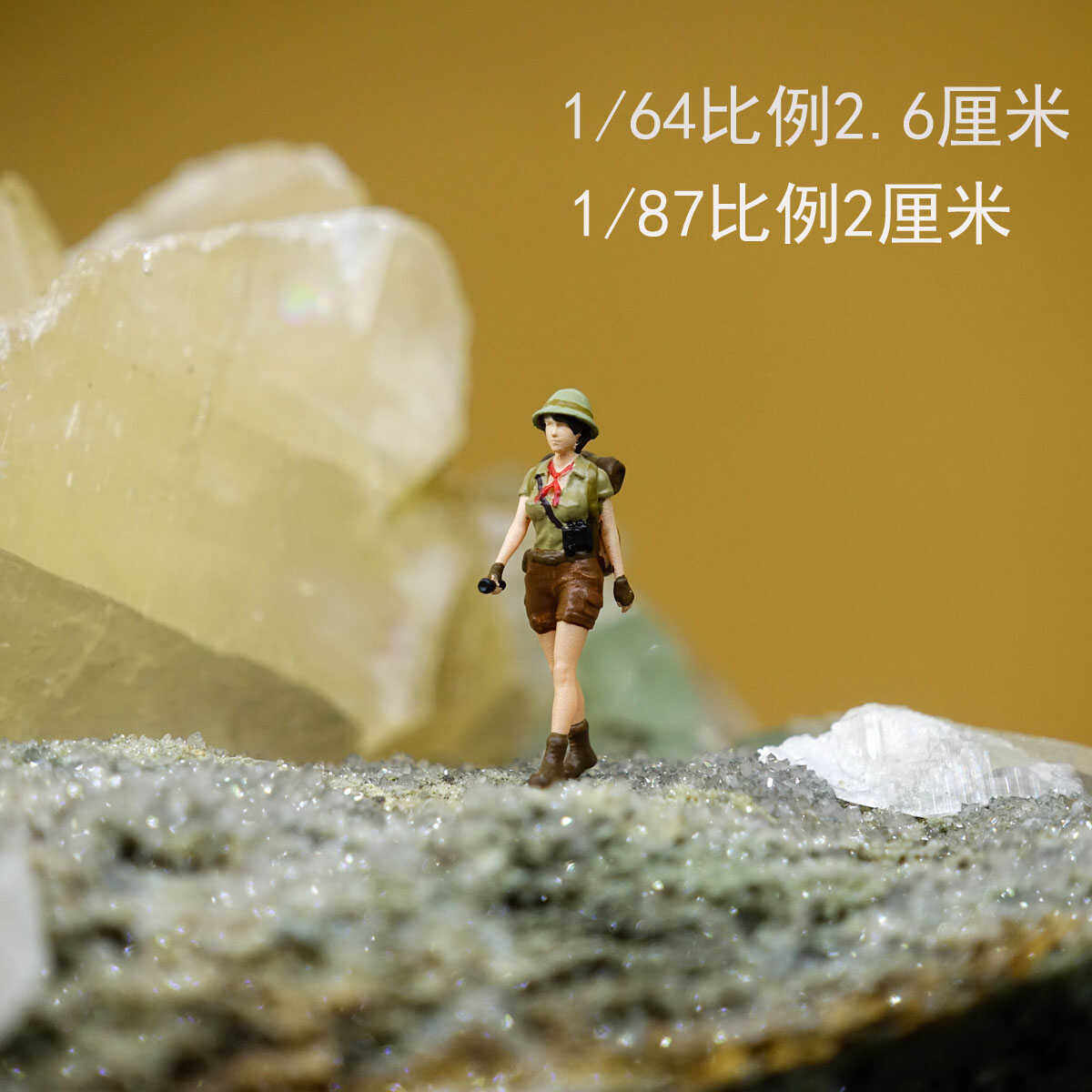 1/87比例探险小人物多肉花卉盆景假山微缩造景观模型摆件凤哥自制