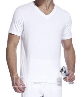 短袖 休闲居家T恤专柜库存全新 竹浆纤维宽松V领薄款 LOOKSEE男士