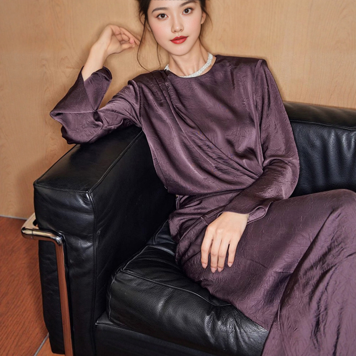慵懒随性!发光感醋酸质地套装