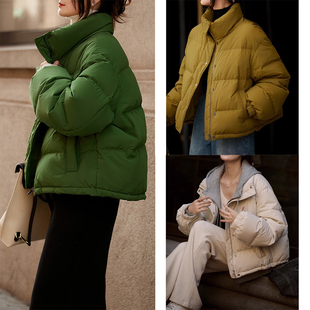 冬日不臃肿！高端日系95白鹅绒面包服 女款立领鹅绒服 短款羽绒服