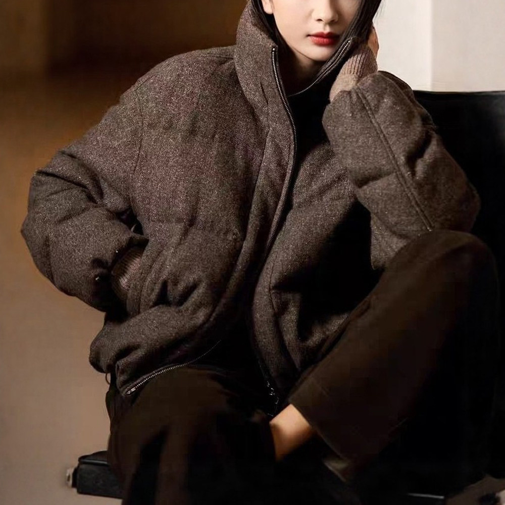 【保暖双核】羊毛亚麻料加厚鹅绒服 95可溯源鹅绒立领落肩羽绒服,女装/女士精品,羽绒服,淘宝优惠券,粉丝福利购,淘宝优惠卷