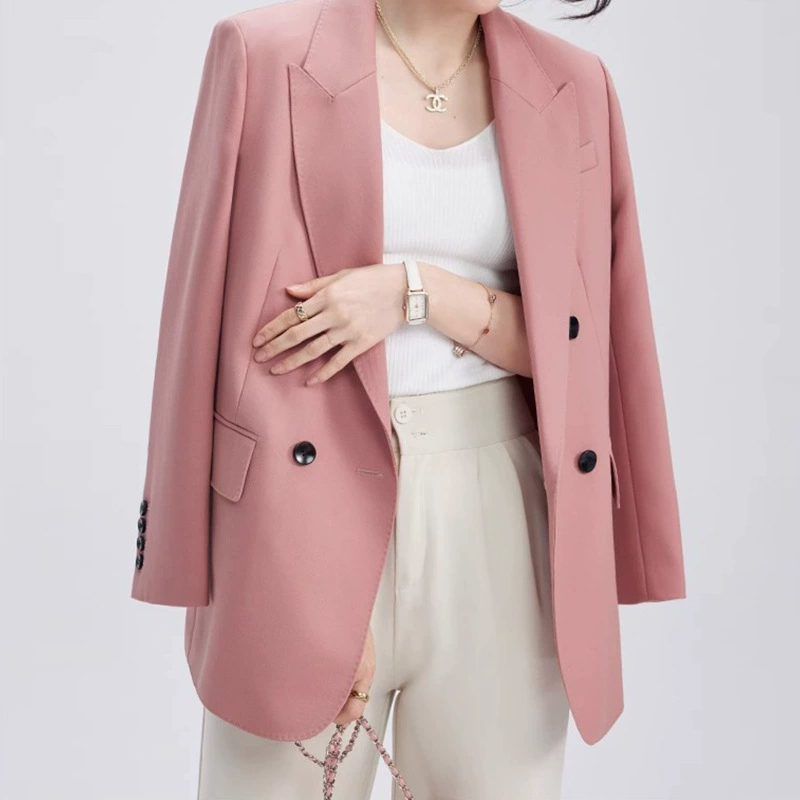 利落jian练！双排扣羊毛西装外套