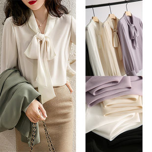 气质优雅！春秋新款衬衣 知x简而不减飘带元素长袖女装衬衫上衣
