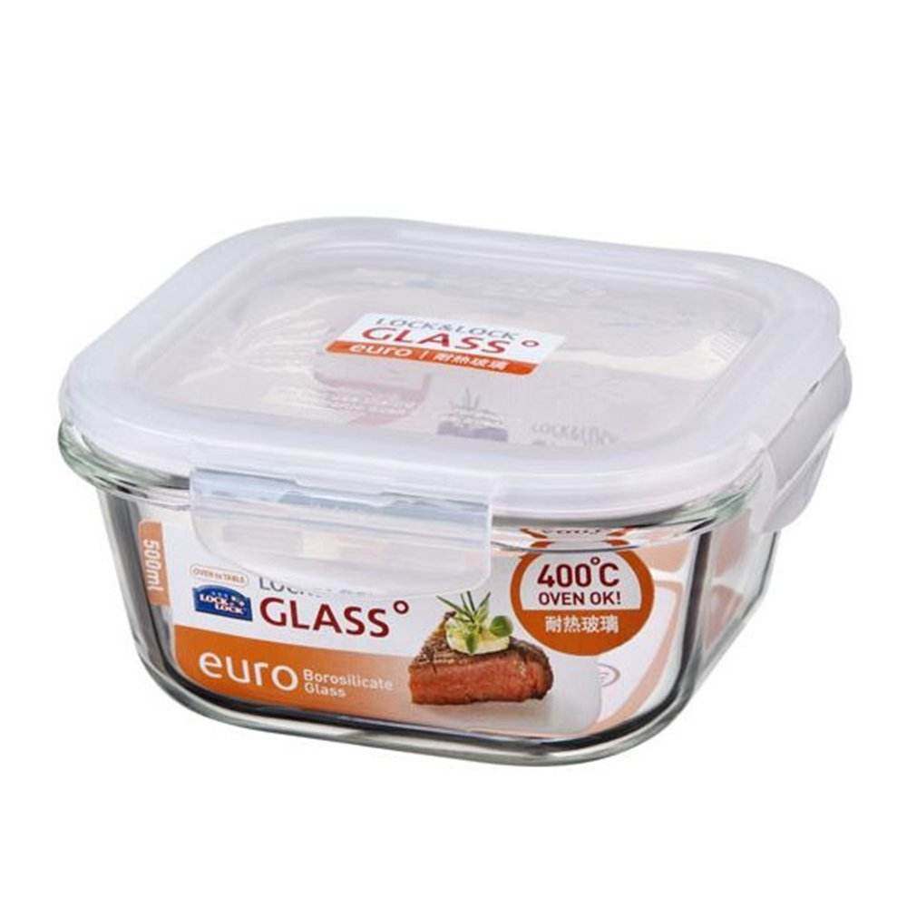 正品乐扣乐扣玻璃保鲜盒微波小饭盒密封盒正方形便当餐盒玻璃碗