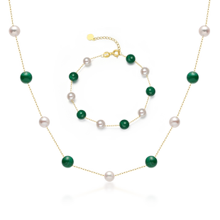 18K金孔雀石\akoya满天星项链、手链