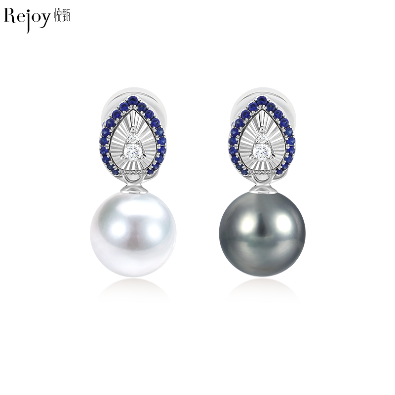 18k金钻石蓝宝石耳夹仲夏