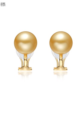 悦甄18K金强光南洋金珠珍珠无痛耳夹女无耳洞耳饰耳钉耳环classic