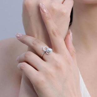 【直播间专享直降】S925银真多麻色Akoya珍珠戒指 7.5-8mm