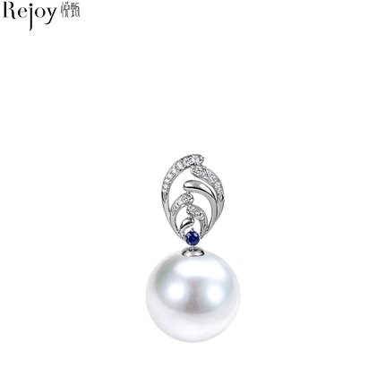 【直播间专享直降】凤竹 18k金蓝宝石澳白珍珠吊坠14-15mm