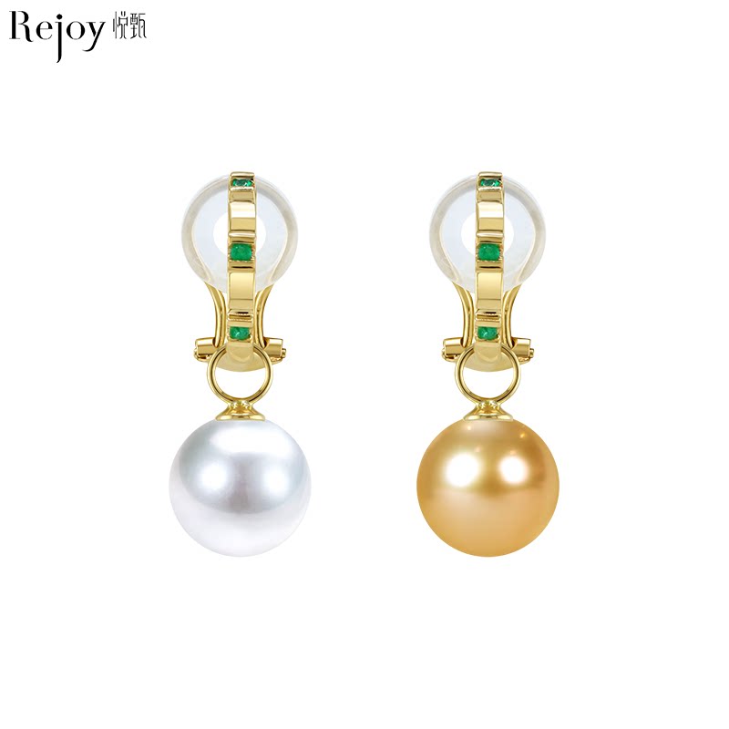 昕绿耳扣款-两戴18K金绿宝石耳夹