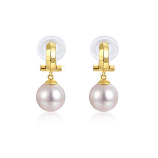 悦甄高跟鞋18k黄金天然海水Akoya珍珠耳钉耳环耳夹女无耳洞 玲珑