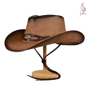 西部牛仔帽蒙古族帽子高品质骑马大檐夏季遮阳帽男女款草原旅游帽