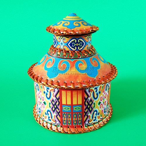 蒙古包造型牙签筒按压式蒙古族特色蒙餐饭店餐具收纳盒礼品工艺品
