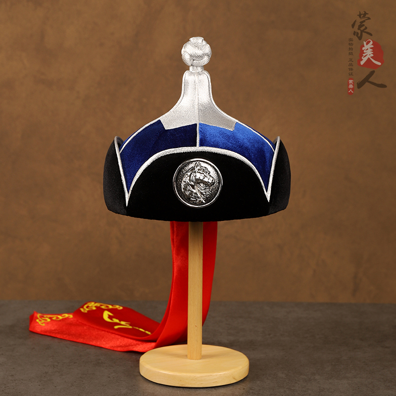 蒙古族男帽摔跤手帽博客帽王爷帽民族风男款舞蹈演出帽子
