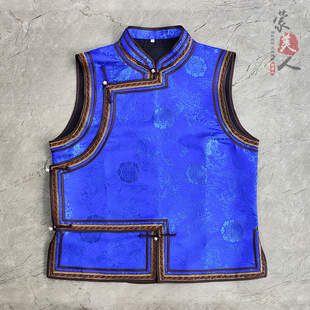 男士蒙古马甲新款蒙古族服饰演出舞蹈马夹坎肩现代蒙古民族风马甲