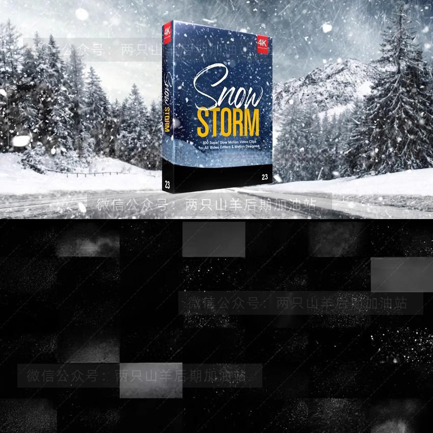 4K视频素材-100个寒冷冬日暴风雪下雪飘舞特效动画BBV23