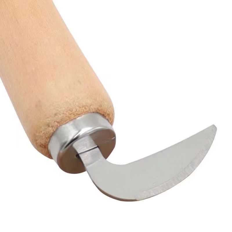 果农小工具开青皮核桃刀木柄弯刀瓜果割茎割藤刀不锈钢香蕉椰子刀