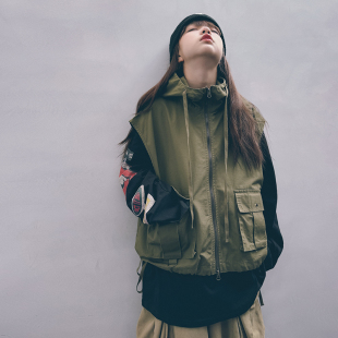 冷大娘定制男女中大童工装马甲百搭街拍街舞表演出背心上衣亲子款