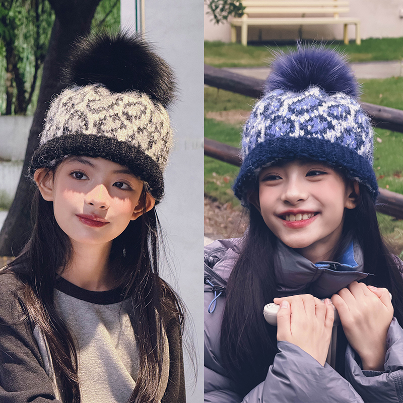 冷大娘秋冬男女中大童毛线帽