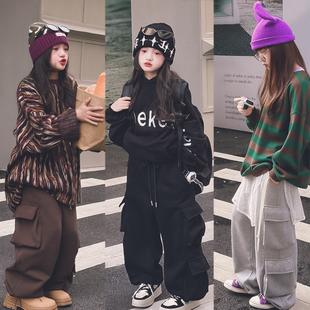 冷大娘定制秋冬男女中大童纯棉加绒运动裤百搭宽松街舞学生潮裤子